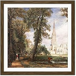 John Constable Salisbury Cathedral from The Bishops Garden Square Wooden Framed Wall Art Print Picture 16X16 Inch Catedral Desde Jardín Madera Pared Imagen