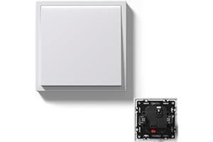 MVAVA Lichtschalter 1 Fach 1 Weg, Lichtschalter Unterputz mit Federanschlüsse, 80mm*80mm Seidig-Matte Wandschalter, Weiß, M3-Serie