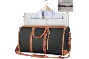 EVURU Borsa per indumenti da viaggio, Borsa porta abiti convertibile, Borsa Sportiva da Donna in Pelle PU con Scomparto Scarpe, Borsa da viaggio impermeabile per donna (Black)