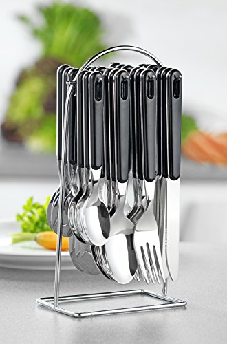 Esmeyer 199-285 24-tlg. Besteck BISTRO, Farbe: schwarz aus Edelstahl 18/0, poliert, inkl. verchromtem Besteckständer, - 4