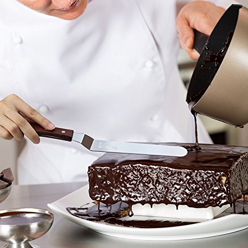 3er Winkelpalette Streichpaletten Set aus Edelstahl von 1Easylife, (10cm/15cm/20cm) Streichflächen, Tortenmesser für Hochzeit ,Winkelpalette mit Holzgriff ,Glasurmesser,Kuchen Streichmesser Icing für Fondant Cupcake, Dekorieren Werkzeuge,(4″/6″/8 “ Streichpalette set) - 6