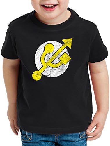 CottonCloud USB Hero Kids T-Shirt, Color:Black;Size:164