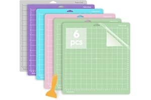 Jerilla 6pcs Cutting Mats for Cricut 12"x12" StandardGrip/LightGrip/StrongGrip/FabricGrip Set, Adhesive Non-Slip Craft Mat for Cricut Maker/Explore One/Air/Air 2 with Scraper