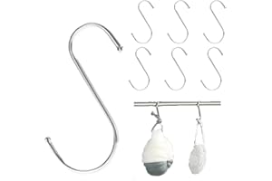 muahmuah S-Haken 6 stücke 410 Edelstahl S Haken, Küchenhaken für drinnen und draußen - Funktionale Aufhängehaken, Metallhaken zum Einhängen .100mm Hängende Haken Silber Metall