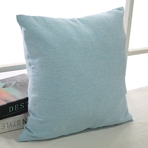 Deconovo 4er Pack Leinen kissenhülle Kissenbezüge Sofakissenbezug 40×40 cm Himmelblau - 3