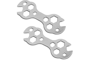 Fongmore Set di 2 chiavi multiuso per bicicletta, 10 in 1, chiave esagonale, chiave esagonale, strumenti a scatto, acciaio zincato A3, argento