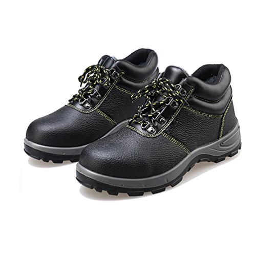 NiSeng Herren Kunstleder Rutschfeste Arbeitsschuhe für Winter Gemütlich Footwear Bikerstiefel - 2