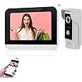 KurDunly 7 inch Wireless WiFi Video Doorbell Intercom System Tuya Indoor Monitor with Wired Door Phone Call Panel Night Vision for Home Villa