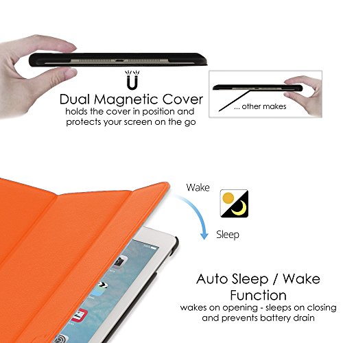 Forefront Cases® Neue Leder Hülle / Tasche / Case / Cover für Apple iPad Air 2 / 2nd Generation (Oktober 2014) – Rundum-Geräteschutz und intelligente Auto-Sleep-Wake-Funktion mit 3-JAHRES-GARANTIE VON FOREFRONT CASES – inkl. Eingabestift - 5