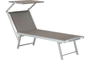 Totò Piccinni Salento Lettino Prendisole Pieghevole in Alluminio con TETTUCCIO mare spiaggia piscina giardino (Tortora)