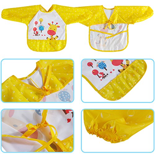 Lictin 2 Set Lätzchen Lätzchen mit Ärmeln Baby Lätzchen Ärmellätzchen Baby Ärmellätzchen Lätzchen Baby Lätzchen wasserdicht - 4