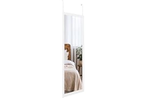 ‎DRIPEX Dripex Wall Mirror 45 x 119 cm Unbreakable Wardrobe Mirror Hallway Mirror Height-Adjustable Hanging Mirror with Hooks (White)