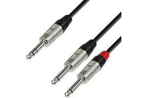 Adam Hall Cables 4 STAR YVPP 0090 - Câble Audio REAN Jack 6,35 mm stéréo vers 2 x Jack 6,35 mm mono 0,9 m