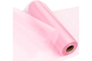 ABSOFINE Rolka organzy, 35 m x 29 cm, miękki materiał, tiul, dekoracyjna chusta na wesele, jako dekoracja stołu, bieżnik, na imprezę, prezent do majsterkowania (różowa)