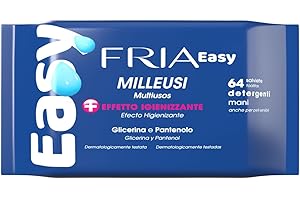 Fria Easy Salviette Milleusi, con Glicerina e Pantenolo ad Effetto Igienizzante sulla Pelle, Dermatologicamente Testate, Confezione da 64 Salviette
