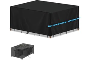 SIMPHAUS Copri Tavolo da Esterno Impermeabile Copertura Balconi da Esterno Copertura per Giardino Esterno,Mobile per Esterno Balcone Antivento Anti-UV Tessuto Oxford 420D 180x130x90cm