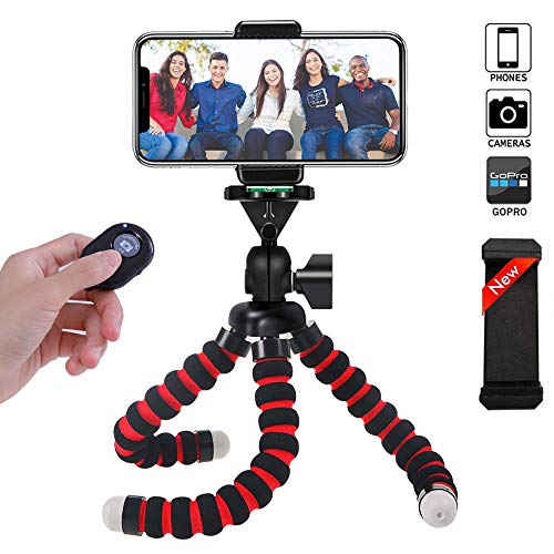 Trípode para teléfono, portátil y Flexible, Soporte para cámara con Mando a Distancia inalámbrico y Clip Universal para Smartphone, Android, cámara, cámara Deportiva, GoPro