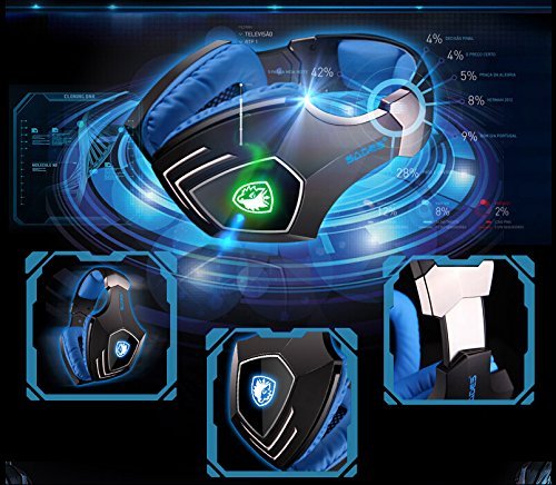 Auriculares Gaming de diadema   SADES A60 7 1 Sonido envolvente est  reo Cascos gaming USB con micr  fono para PC Luz LED