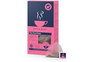 HOTTEA MAMA | The Final Push | Organic Raspberry and Peppermint Pregnancy Tea Blend | Caffeine-Free | 14 Whole-Leaf Biodegradable Tea Bags (28 Tea Cups)