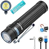 Olight S2R II Lampe de Poche 1150 Lumens / 135 Mètres Chalumeaux Portables Rechargeables Magnétiques SST-40 CW LED LED USB Torche, avec Batterie 18650 + Compartiment des piles BanTac