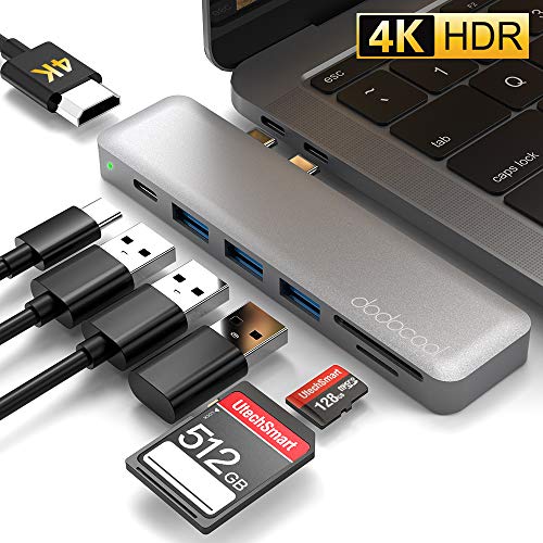 dodocool Hub USB C, Adattatore 7 in 1 HUB, Tipo C a 4K HDMI, 3 Porte USB 3.0, Thunderbolt 3 40Gbps, Lettore Schede SD/TF per MacBook PRO 2019/2018 / 2017/2016, MacBook Air 2019/2018