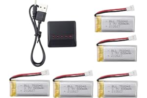 ZYGY 5X 3.7V 500mAh 25C Batterie e 5in1 Caricatore per H31 H37 H6D Hubsan X4 FPV H107C/D/L/P H108 JXD392 JXD388 JXD385 UDI U816A SYMA X5C X5SW HS170 HS170C HS170G F180W F180C TR-C385 TR-P51 TR-F22
