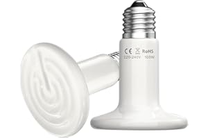 BOCGUY 2 Piezas emisor de calor de cerámica,50W Blanco Bombilla de calor para reptiles,Calor Bombilla Ceramica Reptiles,emisor de calor de cerámica para reptiles, lagartos, serpientes, pollos,perros,gatos