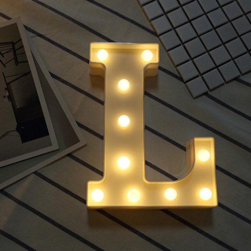 Décoration à la maison,Fulltime®26 A-Z Alphabet LED Light Lettres En Plastique Lights Debout Suspendu Pour Weding (L)
