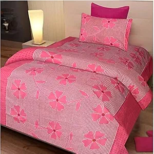 PROZONE Microfiber 104TC Flower Print Single Bedsheet with 1 Pillow Cover | Luxury Floral 3D Printed Bedsheets for Single Bed | Twin Size Bed Sheets for Hotel Bedroom Kids, 60 x 90 Inches, Pink