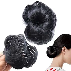 Flysales Artificial Juda Hair Bun with Clutcher Hair Accessories Hair Extension and Hair Wigs Hair Juda for Women and Girls, Black (Black)