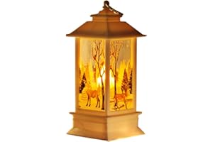 HSHDUTI 1 lanterna decorativa per esterni, con luce a LED, candela natalizia a LED, per decorazione natalizia, lanterne da tavolo, lanterne decorative da appendere per la casa, alimentate a batteria, regalo