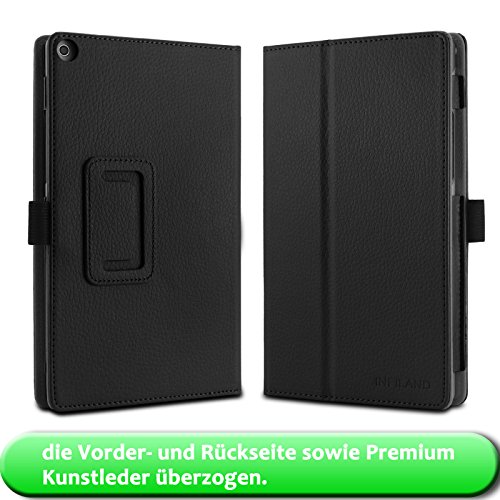 Infiland Medion Lifetab P8311 / P8312 / P8313 / P8314 / S8312 / S8311 Hülle Case -Slim Fit Folio PU-lederne dünne Kunstleder Schutzhülle Cover Tasche für MEDION LIFETAB P8311 (MD 99443) P8312 (MD 99334) / P8313 / P8314 (MD 99612) / S8312 (MD 98989) / S8311 (MD 98983) Tablet-PC (8 Zoll)(Schwarz) - 2