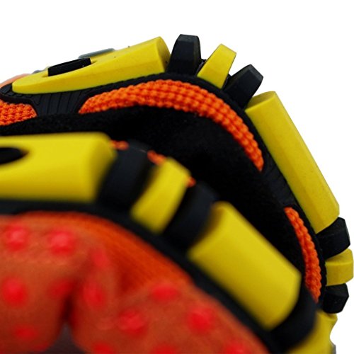 Seibertron Hoch/HIGH Vis Impact Pro Handschuhe Schutzhandschuhe hohe Sichtbarkeit, Mechaniker Handschuhe, Aufprallschutz und robuste Arbeitshandschuhe (L) - 4