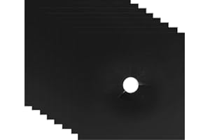 ORRDIFFI 8 Stück Gasherd Schutzabdeckung,Gasherd Abdeckung Schutz 27 x 27 cm Gaskochfeldschutz Teflon,Spritzschutz Herd,Doppelte Dicke,Antihaftbeschichtet,Wiederverwendbar(Schwarz)