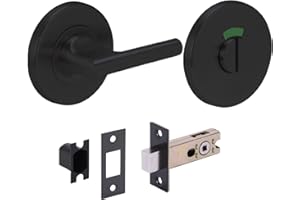 HUNTA HANDLEZONE® Stainless Steel Bathroom Toilet Door Kit - DDA Disabled Turn with Indicator Release - Black Matt Finish - 65mm Bolt with 45mm Backset