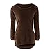 Produktbild Hmeng Frauen Casual Langarm Rundhals Lose Tunika T-Shirt Bluse Tops (Kaffee, M)