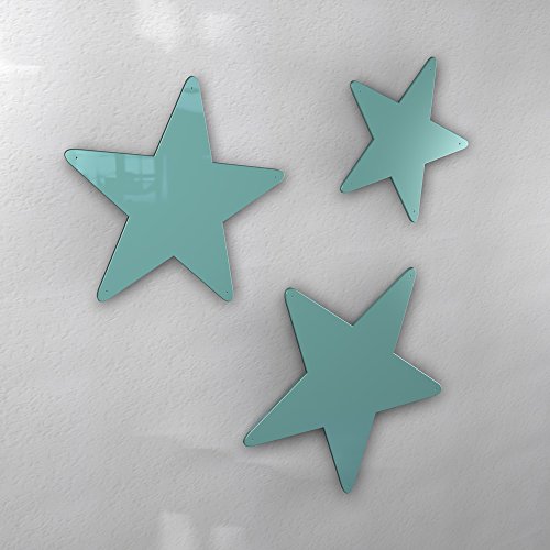 Magnetwand hochglanz pulverbeschichtet *MADE IN GERMANY* viele verschiedene Motive, Größen und Farben (Sterne 3er-Set (38 cm + 48 cm + 58 cm), RAL 6027 lichtgrün [wie türkis]) - 2