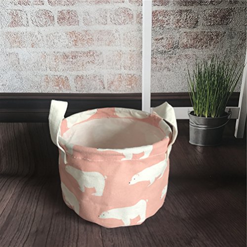 Inwagui Faltbar Aufbewahrungskorb mit Griff 2 Stück Desktop Aufbewahrungsbox aus Baumwolle Aufbewahrungsbehälter für Kinderzimmer Spielzeug Kleidung – Bär - 4