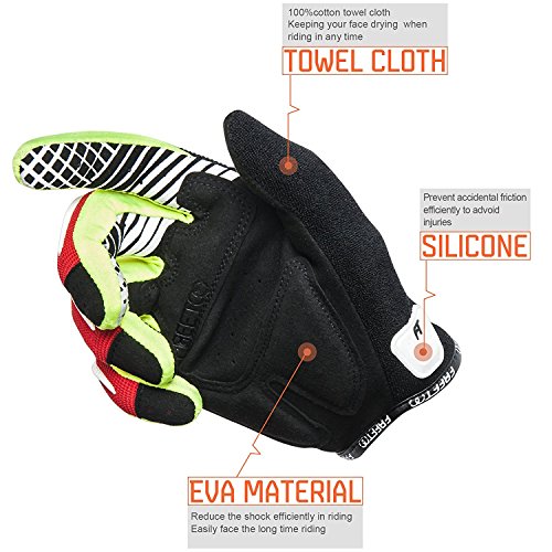 [Fahrradhandschuhe] FREETOO Radsporthandschuhe rutschfeste und stoßdämpfende Mountainbike Handschuhe mit Signalfarbe geeiget für Radsport MTB Road Race Downhill Wandern und andere Sports unisex - 3