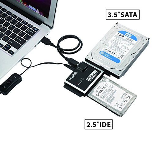 [GS/CE Certified Power Supplier]Cinolink® USB 3.0 to SATA and IDE Hard Drive Adapter Universal 2.5/3.5/5.25 Drives, with 4 Feet (1.2 Meters) USB 3.0 Cable …) - 3