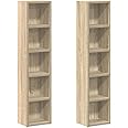 vidaXL 2x CD Cabinets Office Living Room Furniture Media Storage Cabinet Rack Shelf Video Bookcase Display Unit Bookshelf Sonoma Oak Chipboard