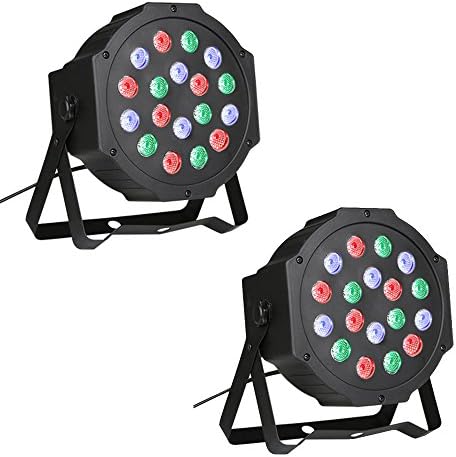 LED Can Par Lights, 54W 18 LEDs RGB Disco Lights with Music-activated, Auto-run and DMX512 Control Mode (Pack of 2)