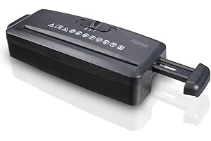 Hama Destructeur de Documents Mini S6 (Broyeur Documents 6 Feuilles 80g, Destructeur Papier, Déchiqueteur sécurité P1, 72 DB, M/A Auto, Fonction Retour, s'adapte sur des Corbeilles à Papier) Noir