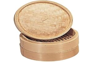 NISBETS Vogue Panier vapeur en bambou 200 mm de diamètre, couleur bois de bambou naturel, design à 2 niveaux, couvercle hermétique, cuisine asiatique, K303