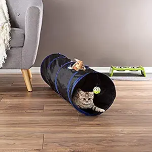 PETMAKER Collapsible Cat Tunnel- Interactive Play Tube for Cats, Kittens, Rabbits, Pets with Ball Toy & Peep Hole for Exercise, Hiding, Napping