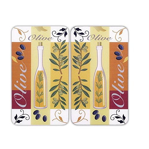 Universal 52cm Glass Cover Plate in Olive (Set of 2)