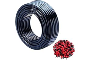 Suinga Tuyau PE-LD 100 m x 16 mm. Tuyau d'arrosage + 100 GOUTTEURS réglables de 0 à 70 l/h, noir