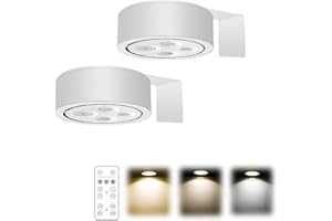 JOPWUE 2PCS Picture Lights for Wall,3 Color Temps Led Painting Light with Remote Control,Sticky USB Rechargeable Wireless Art Picture Frame Lights,Sticky Wall Lamp for Paintings (White)