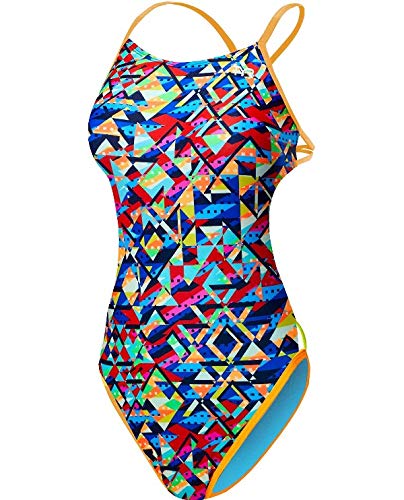 TYR Mosaic Mojave Cut Out Fit Swimsuit - Orange/Blue (32)