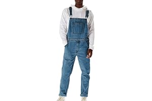 shownicer Herren Jeans Latzhose Lange Jeanshose Retro Denim Bib Overall Skinny Fit Stone-Washed Streetwear Zerreißen Arbeitshosen Jumpsuit